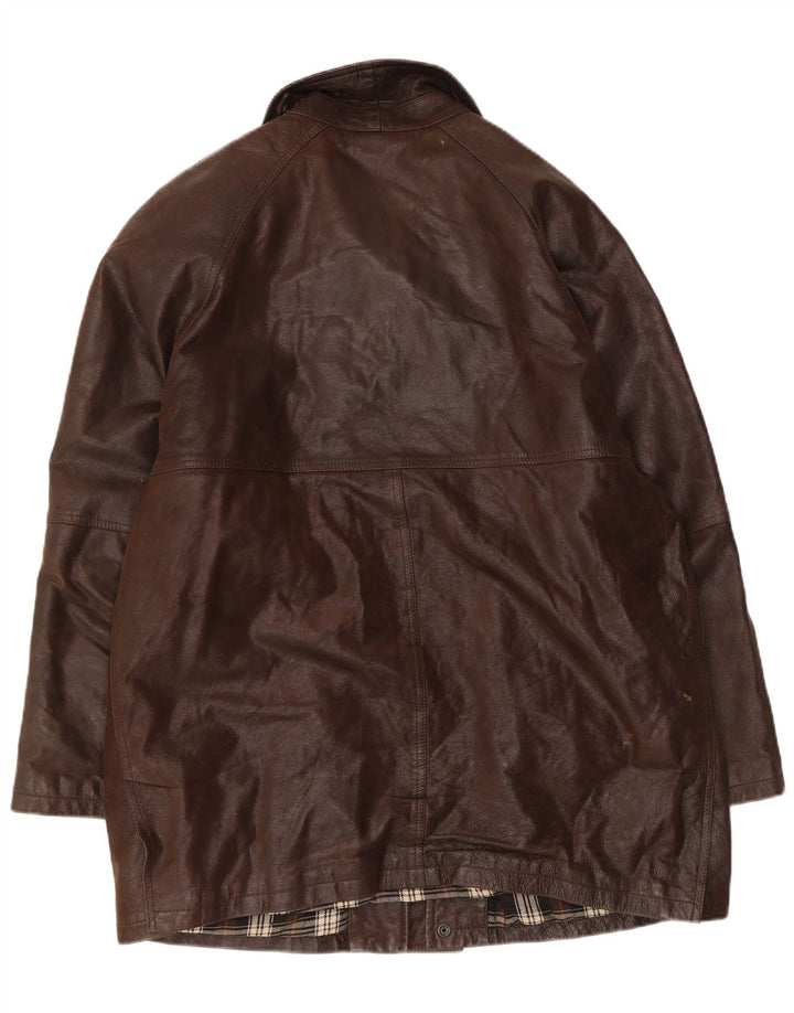 Jaqueta de couro masculina vintage IT 50 grande couro marrom