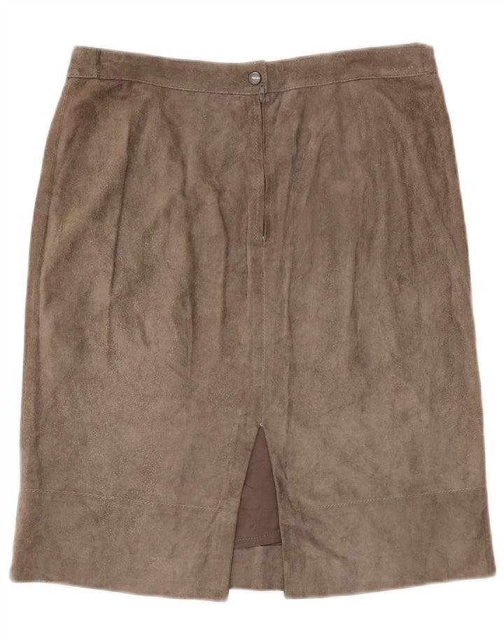 Saia feminina vintage de camurça W30 cinza médio