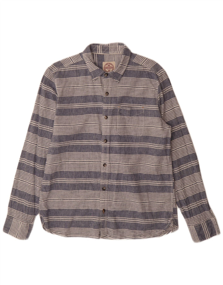 Camisa masculina de ajuste regular Fat Face grande linho listrado azul