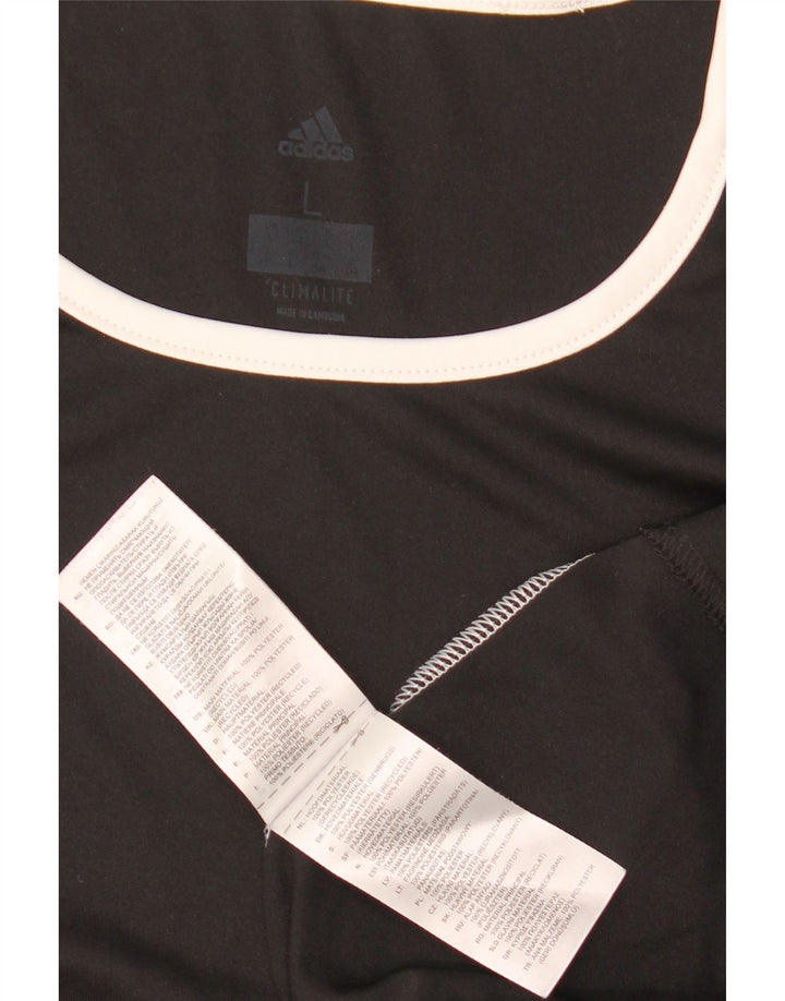 Adidas Mens Climalite Camiseta Top Grande Preto Colorblock Poliéster
