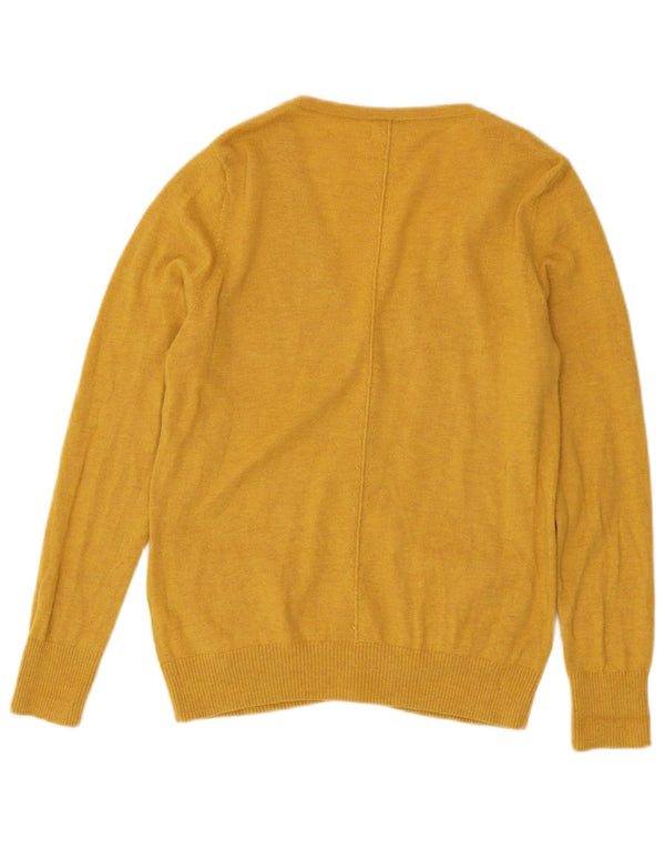 Suéter cardigã feminino Fat Face UK 12 lã amarela média
