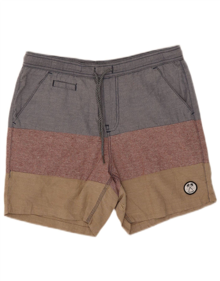 Volcom Mens Casual Shorts W32 Médio Multicolorido Colorblock Algodão