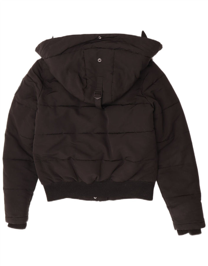Jaqueta acolchoada com capuz feminina Superdry UK 12 poliéster preto médio