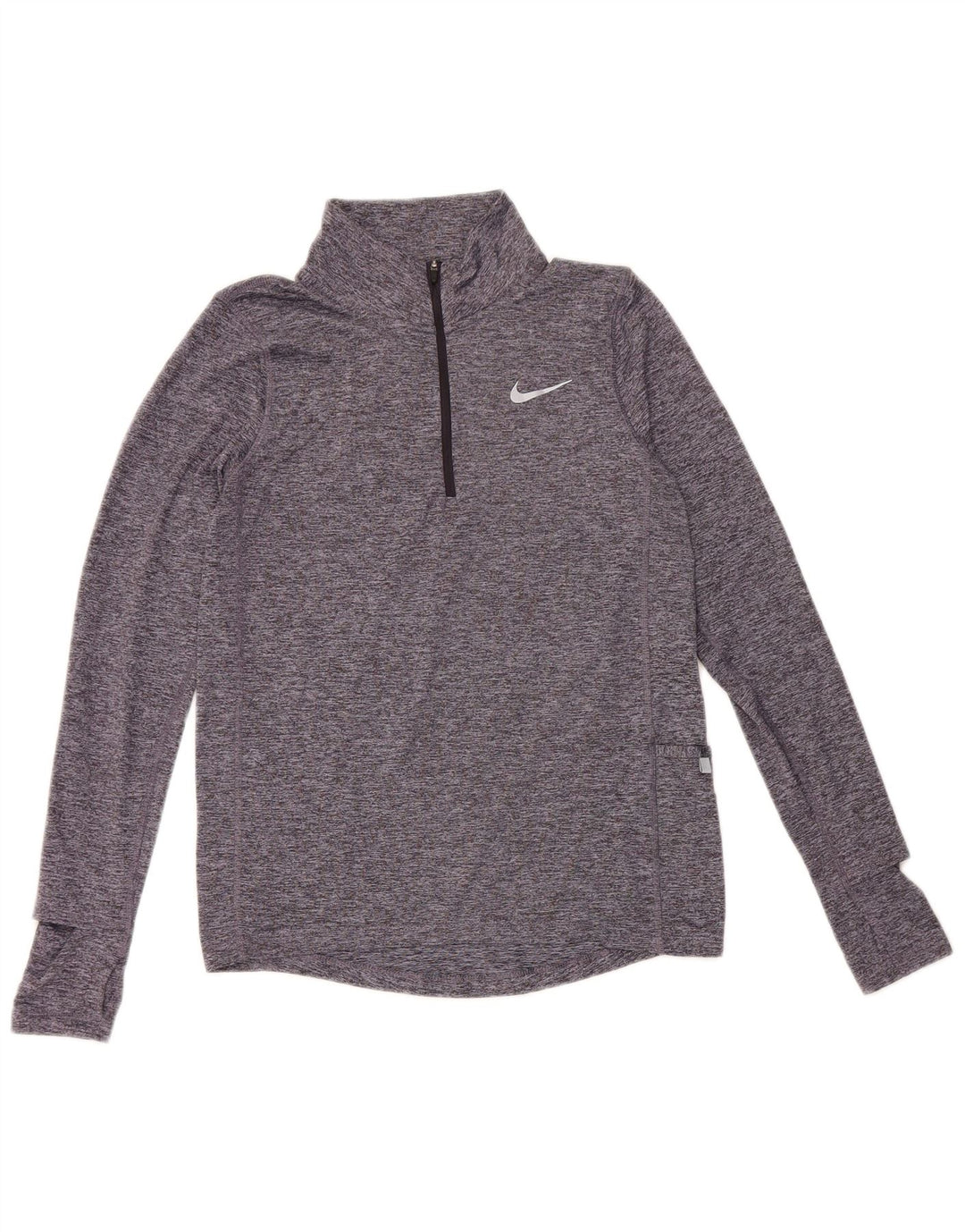 Nike Mens Dri Fit Zip Neck Top Manga Longa XS Azul Poliéster Flecked