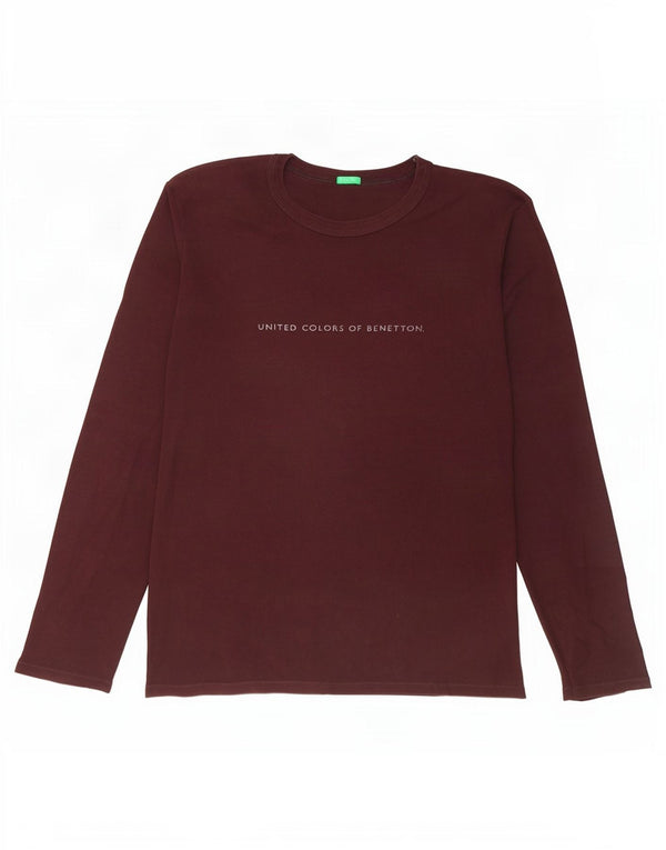 Top gráfico feminino Benetton manga comprida UK 18 XL algodão marrom
