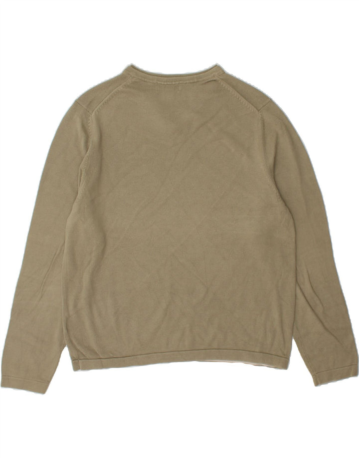 EDDIE BAUER Mens V-Neck Jumper Sweater Medium Beige Cotton Vintage Eddie Bauer and Second-Hand Eddie Bauer from Messina Hembry 