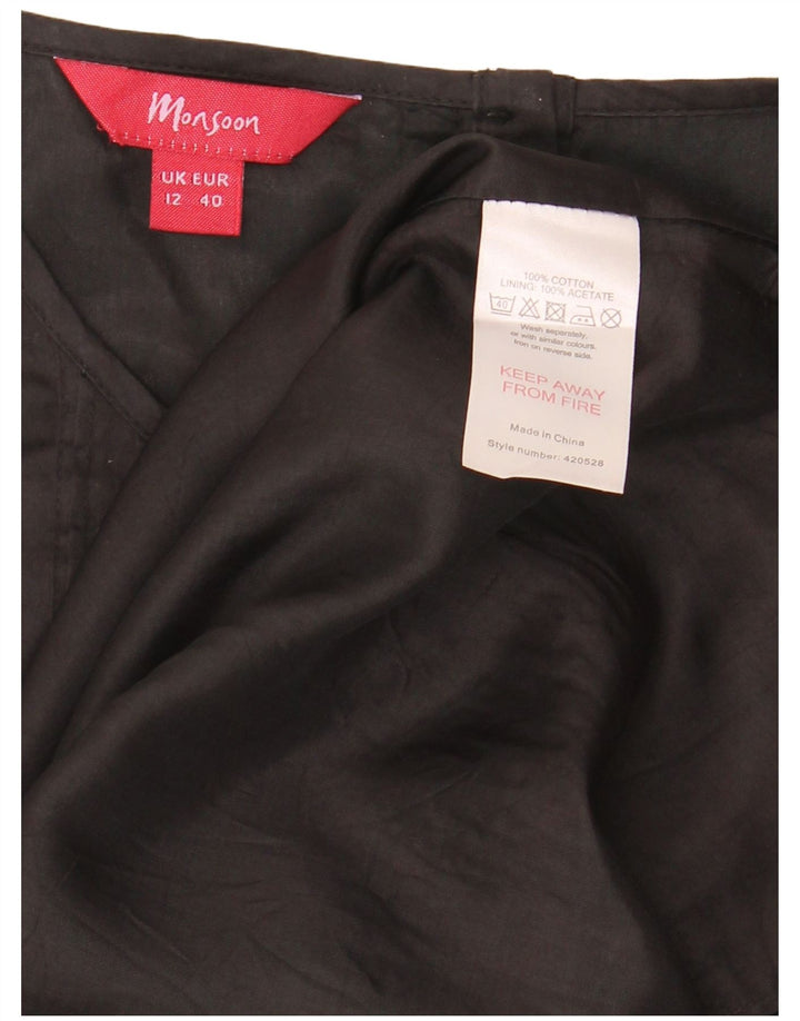 Vestido feminino Monsoon com bainha UK 12 algodão preto médio