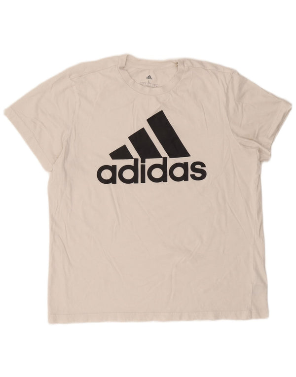 Adidas Womens Graphic T-Shirt Top UK 16/18 Large White Cotton