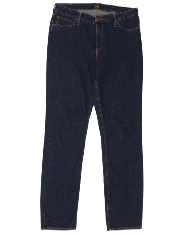Lee Womens Marion Straight Jeans W32 L33 Azul Marinho Algodão