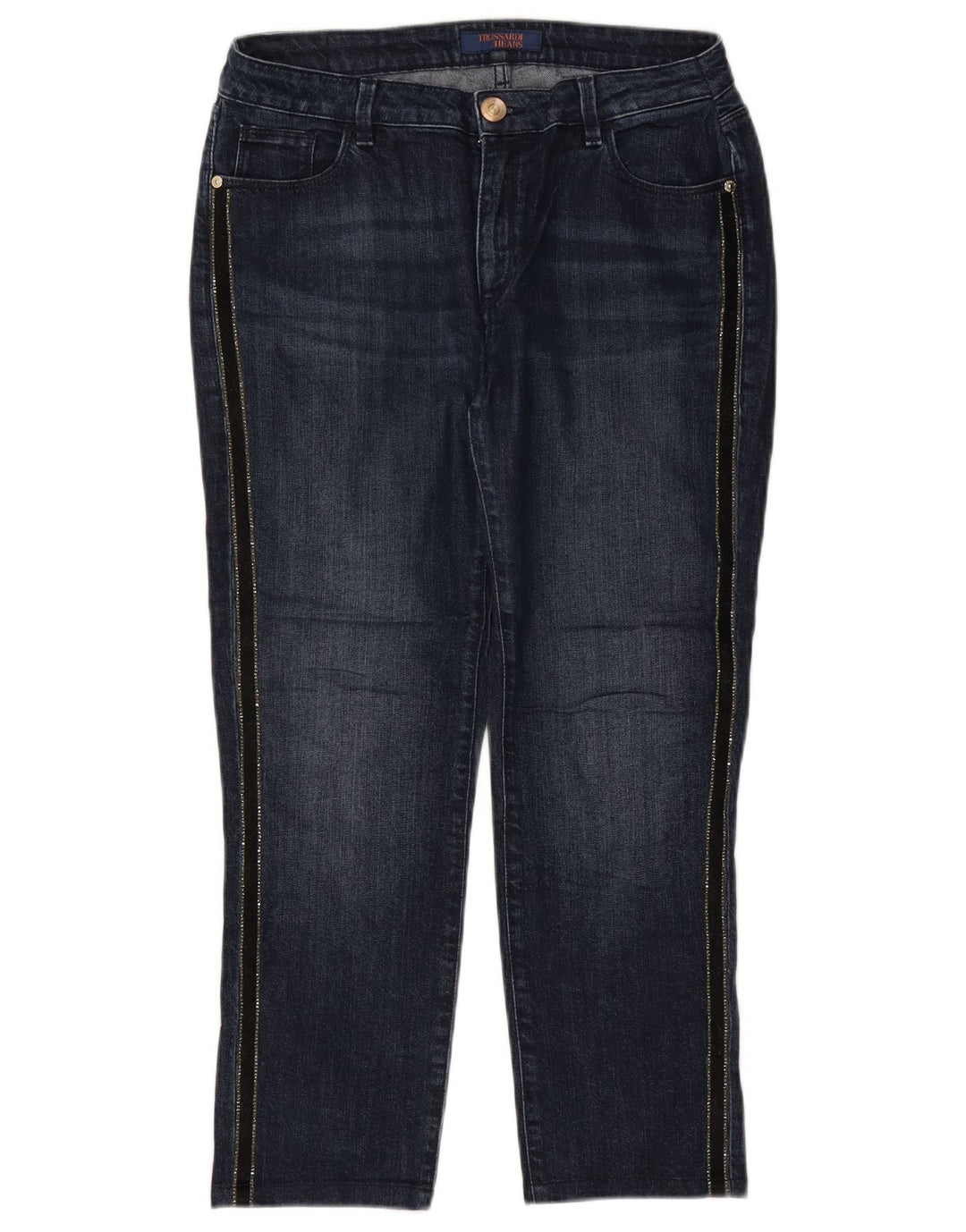 Jeans recortados femininos TRUSSARDI W30 L24 algodão azul marinho