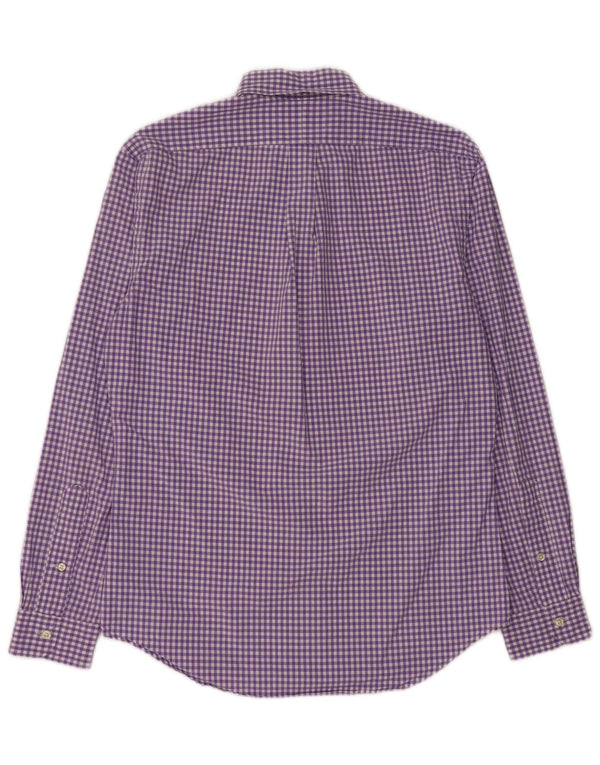 Camisa masculina Slim Fit Ralph Lauren de algodão guingão roxo médio