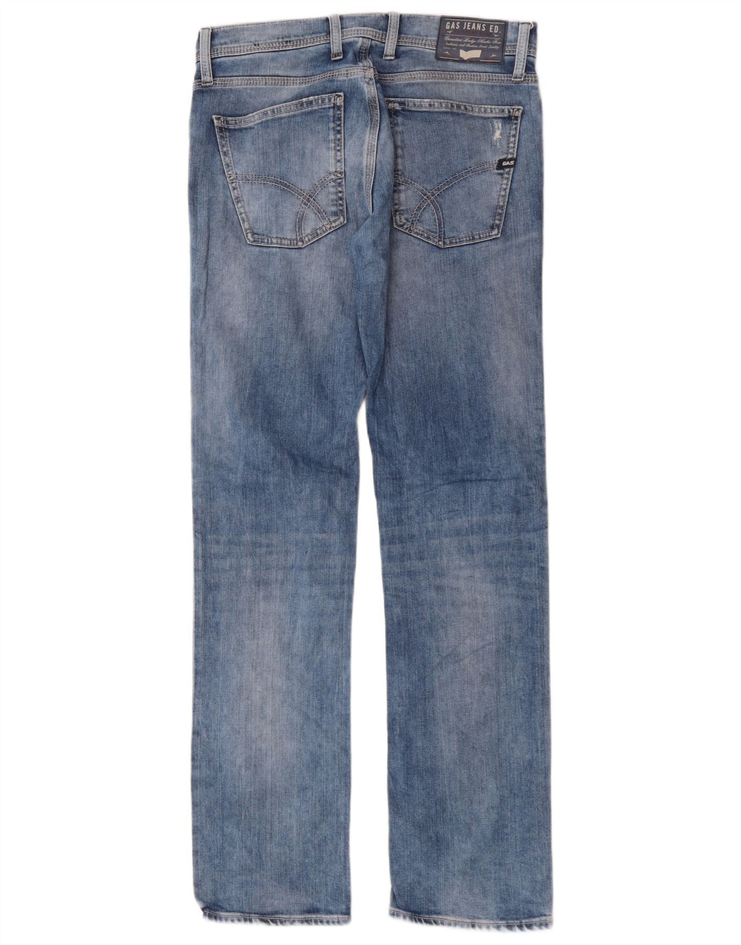 Calça jeans reta feminina Gas W30 L34 algodão azul