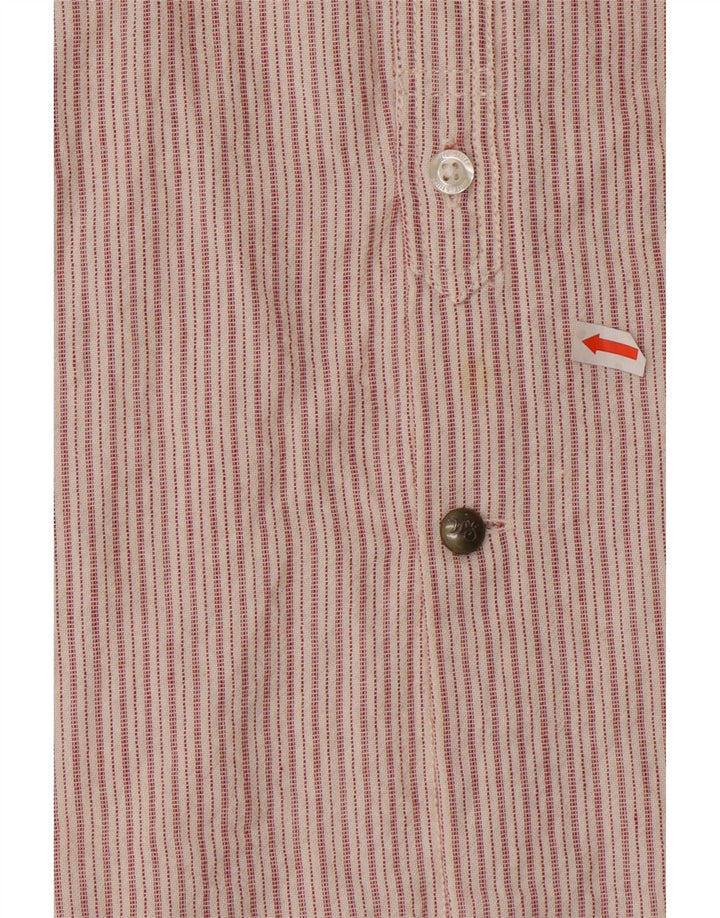 White Stuff Mens Camisa Slim Fit Algodão Listrado Rosa Médio