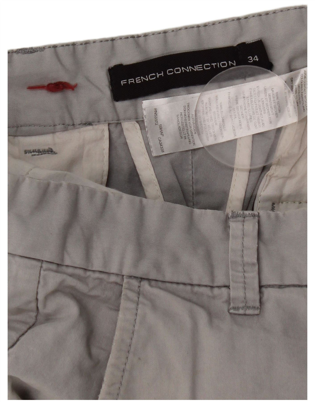 French Connection Mens Chino Shorts W34 Grande Algodão Cinza
