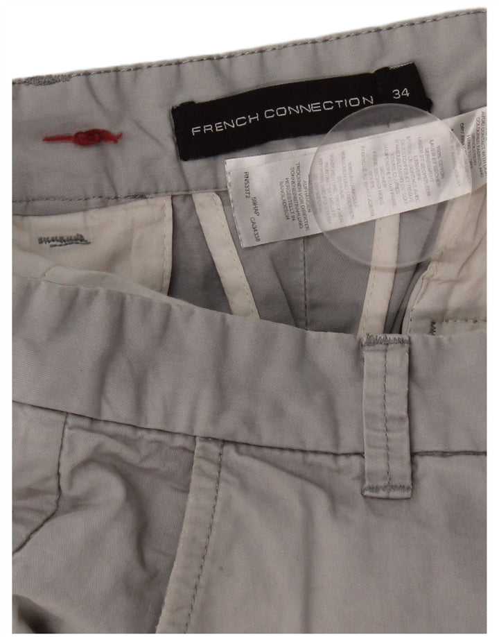 French Connection Mens Chino Shorts W34 Grande Algodão Cinza