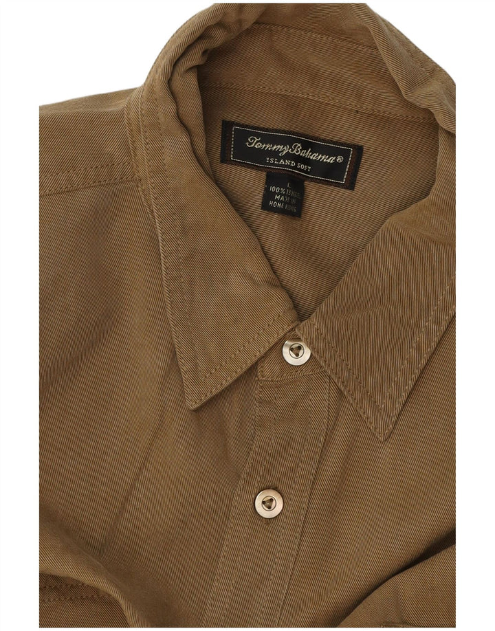 Camisa masculina TOMMY BAHAMA grande cáqui Tencel