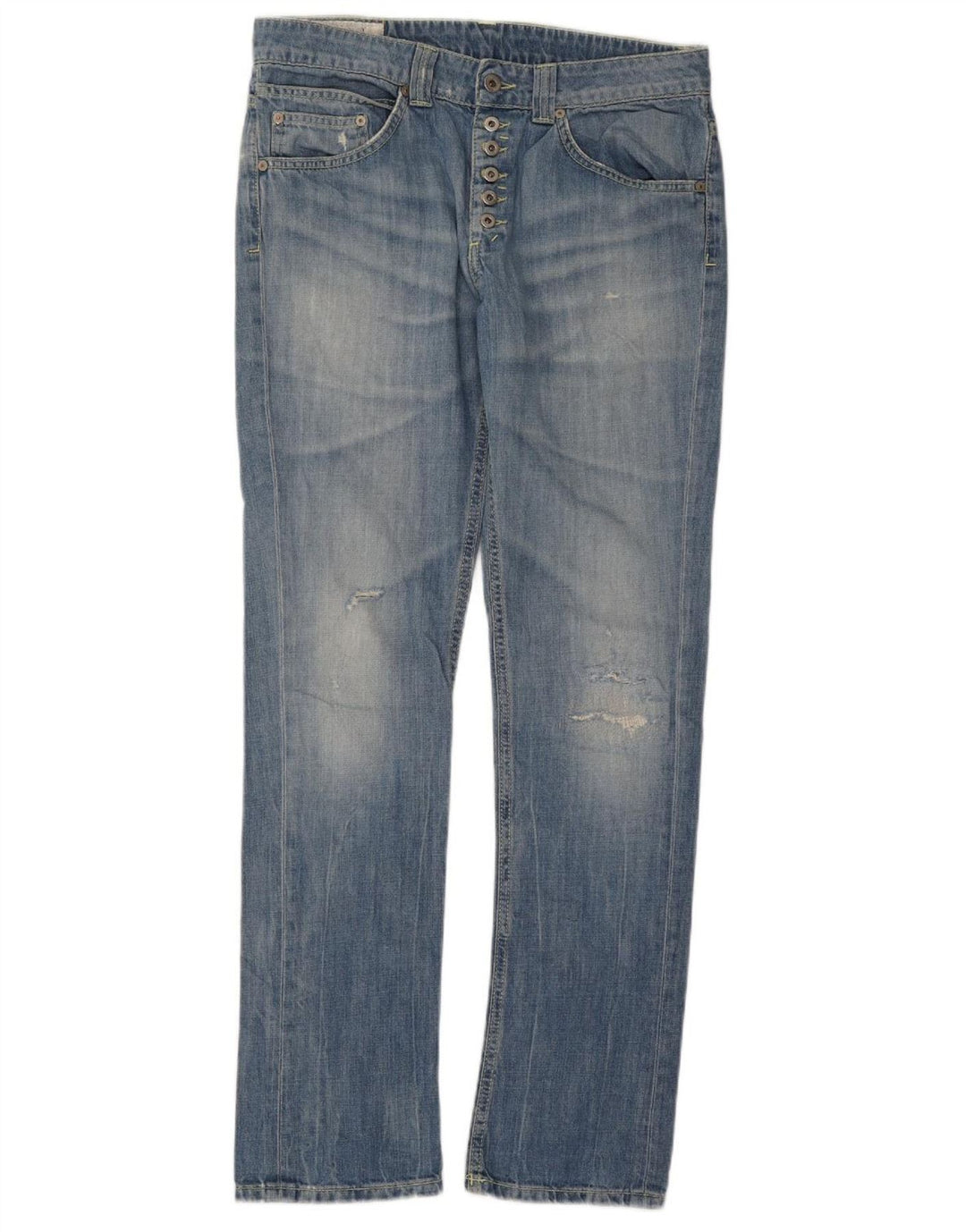 Calça jeans reta feminina DONDUP desgastada W32 L32 azul