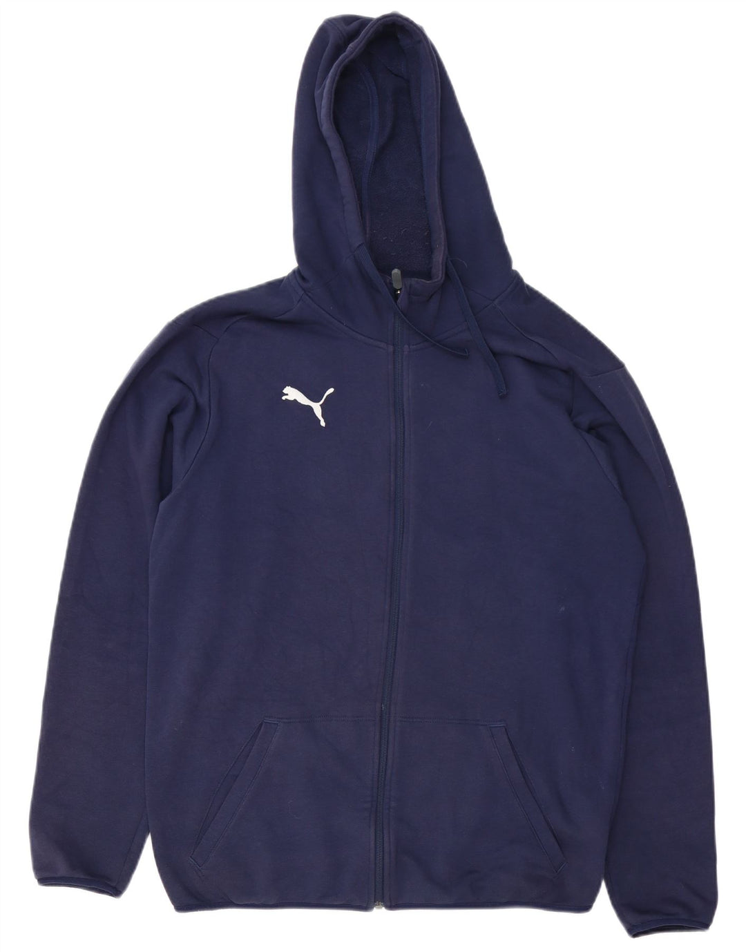 Suéter masculino Puma com capuz e zíper médio azul marinho algodão