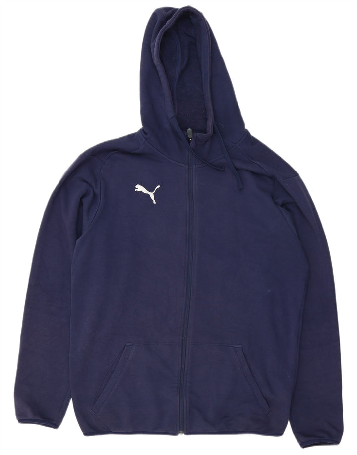 Suéter masculino Puma com capuz e zíper médio azul marinho algodão