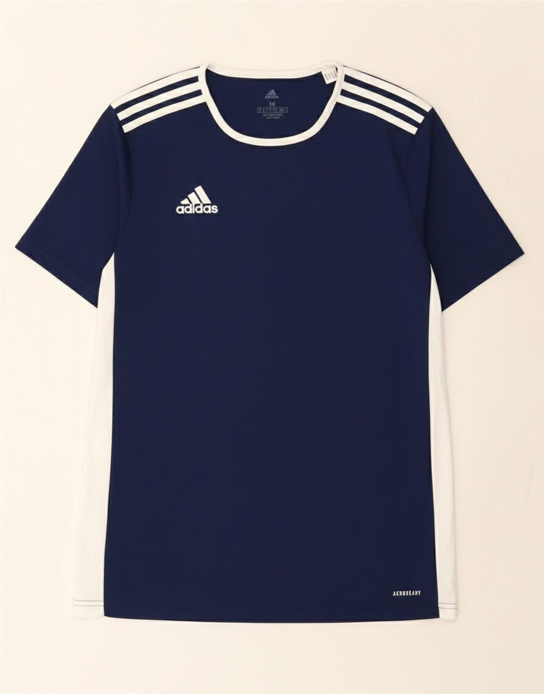 Adidas Mens Aeroready Camiseta Top Médio Azul Marinho Colourblock Poliéster