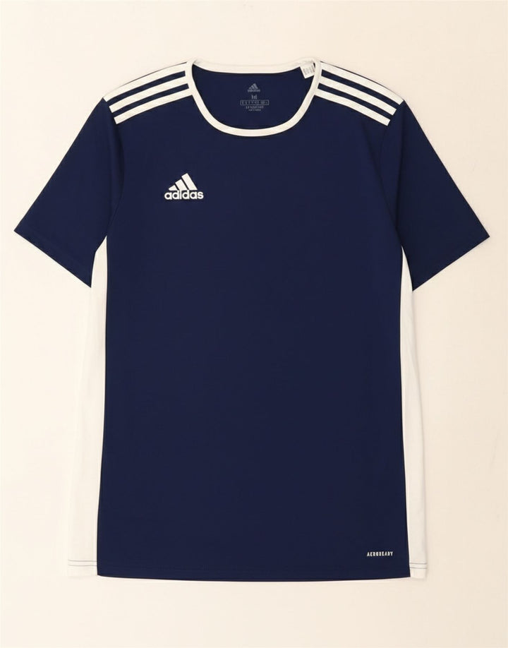Adidas Mens Aeroready Camiseta Top Médio Azul Marinho Colourblock Poliéster