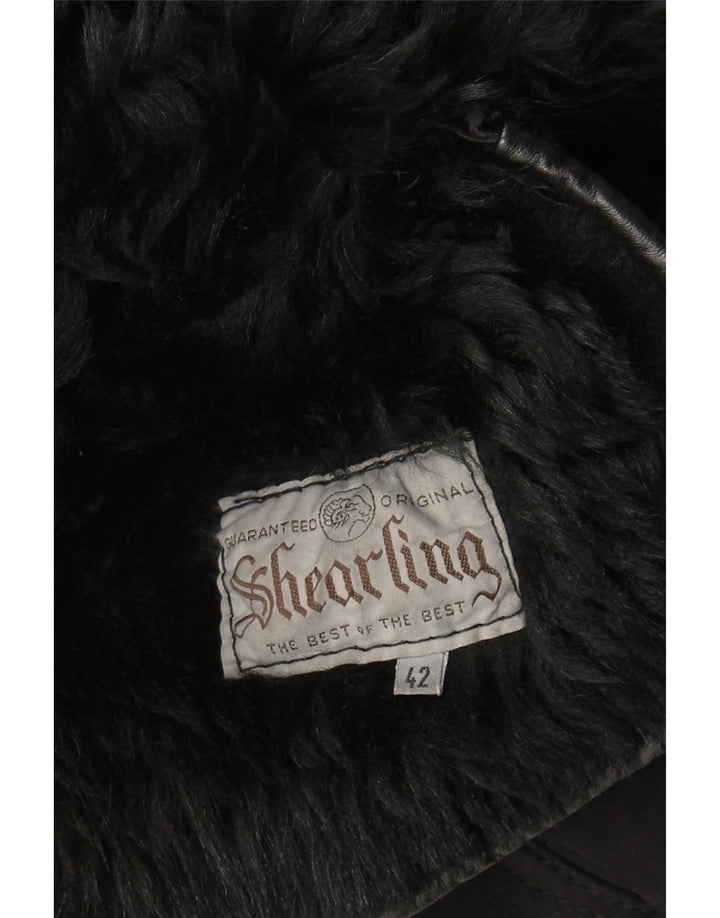 Casaco feminino VINTAGE de shearling IT 42 Shearling preto médio