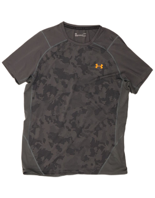 Camiseta masculina Under Armour Heat Gear grande poliéster camuflado cinza