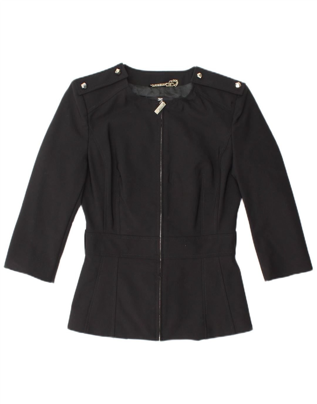 ELISABETTA FRANCHI Jaqueta blazer feminina manga 3/4 IT 42 médio preto