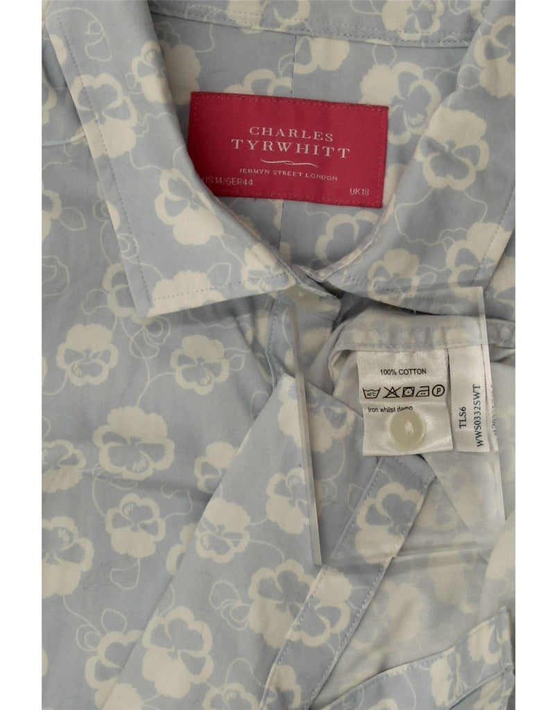 CHARLES TYRWHITT Womens Shirt UK 18 XL Blue Floral Cotton Vintage Charles Tyrwhitt and Second-Hand Charles Tyrwhitt from Messina Hembry 