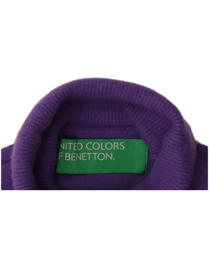 Suéter feminino Benetton com gola redonda Reino Unido 12 médio roxo