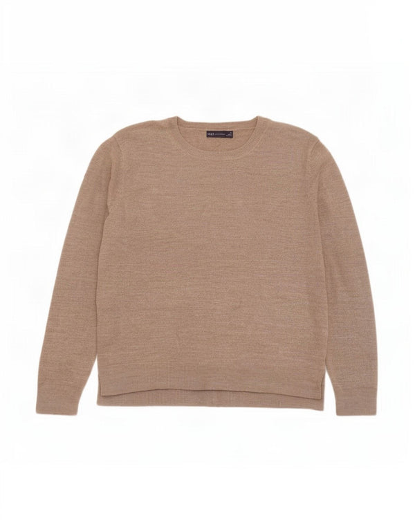 Suéter feminino Marks & Spencer com gola canoa Reino Unido 18 XL bege acrílico