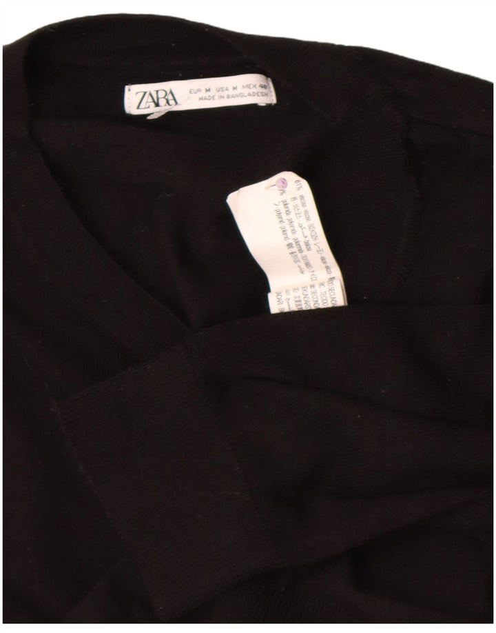 Zara Suéter masculino com gola redonda e viscose preta média