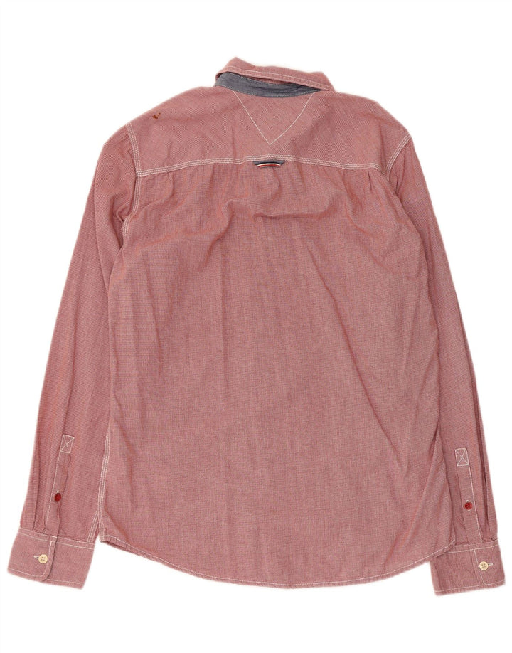 Camisa masculina Tommy Hilfiger média vermelha houndstooth algodão