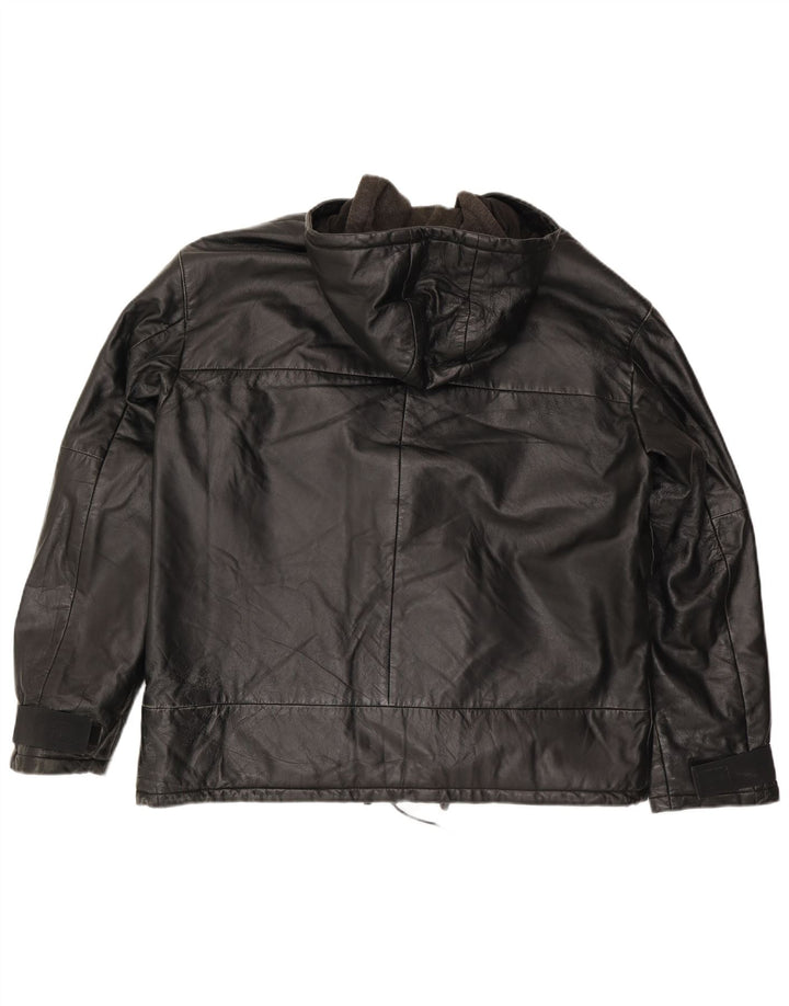Jaqueta masculina de couro com capuz Conbipel IT 52 XL couro preto