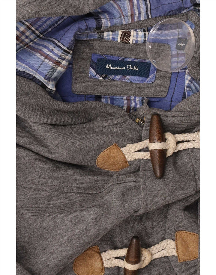 Suéter masculino Massimo Dutti com capuz e zíper grande cinza