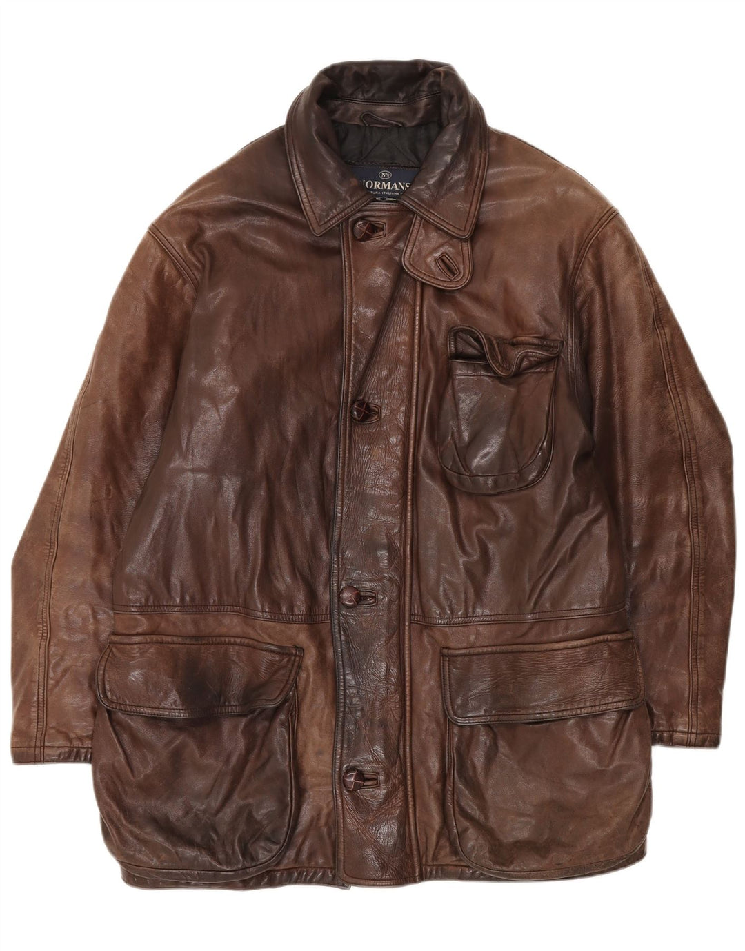 Jaqueta de couro masculina vintage IT 50 grande couro marrom