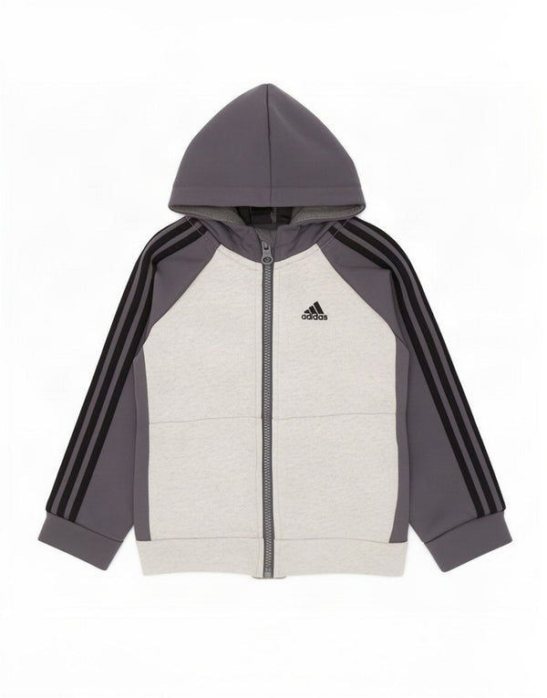 Adidas Baby Boys Graphic Zip Hoodie Sweater 18-24 Months Grey Colourblock