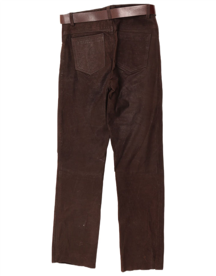 Calça masculina de couro reto Stockerpoint W34 L32 couro marrom