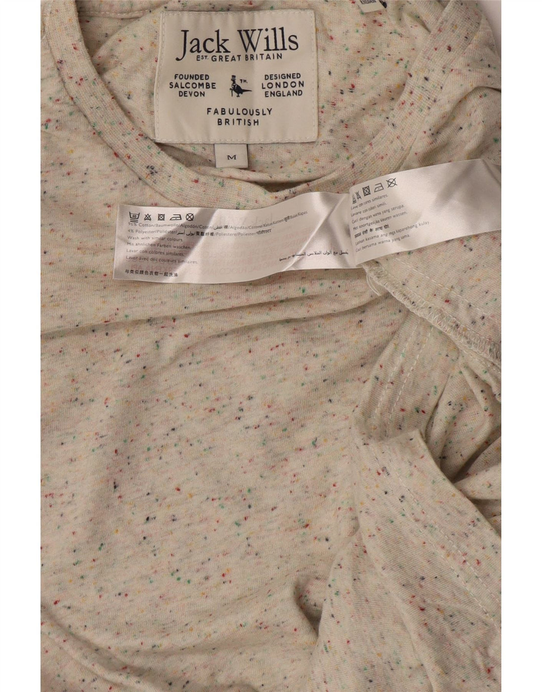 Camiseta masculina Jack Wills Top de algodão manchado bege médio