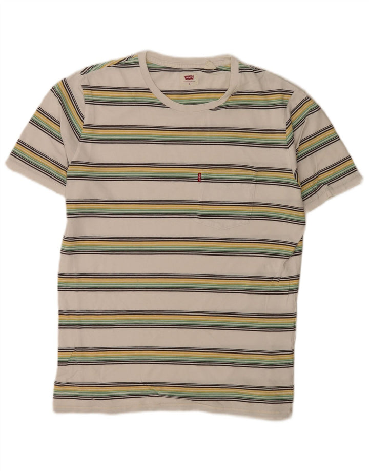 Camiseta masculina Levi's Top pequeno algodão listrado branco