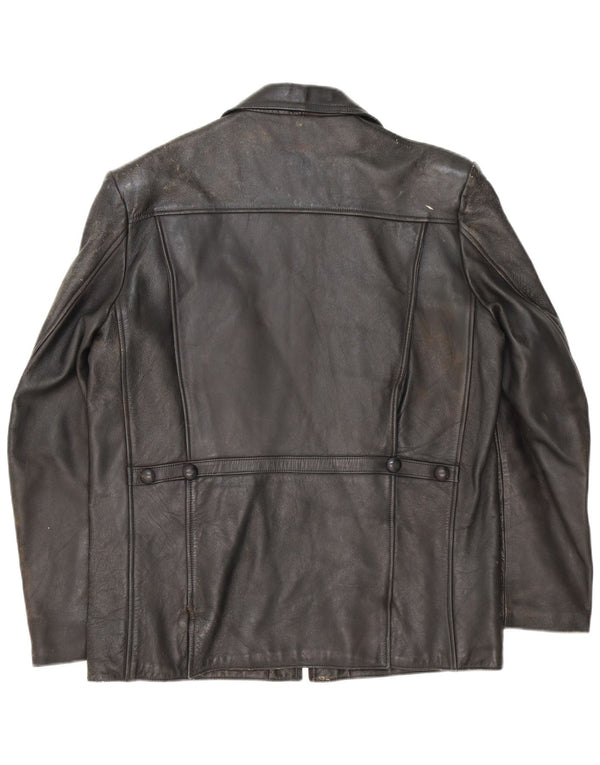 Jaqueta de couro masculina vintage UK 40 grande preta