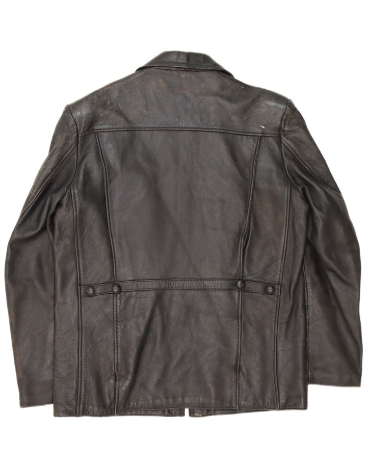 Jaqueta de couro masculina vintage UK 40 grande preta