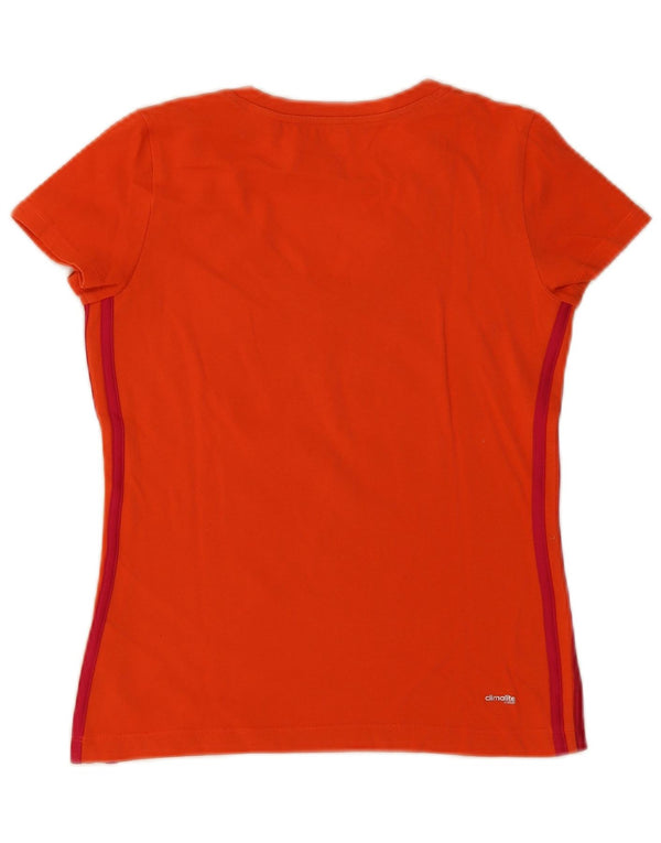 Adidas Womens Climalite T-Shirt Top UK 8/10 Pequeno Laranja Algodão