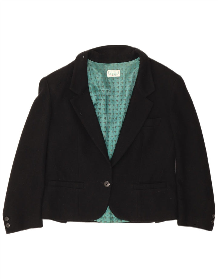 Jaqueta blazer feminina Benetton com 1 botão IT 44 lã preta média