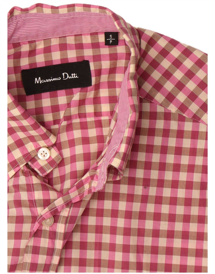 Camisa masculina Massimo Dutti pequena xadrez rosa
