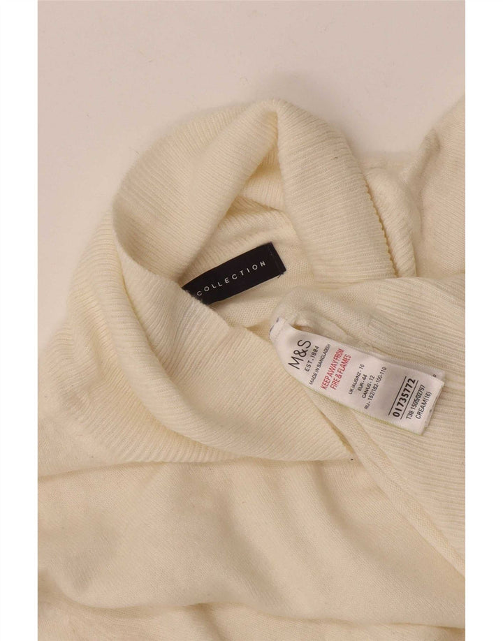 Suéter feminino Marks & Spencer com gola redonda, tamanho UK 16, grande, branco