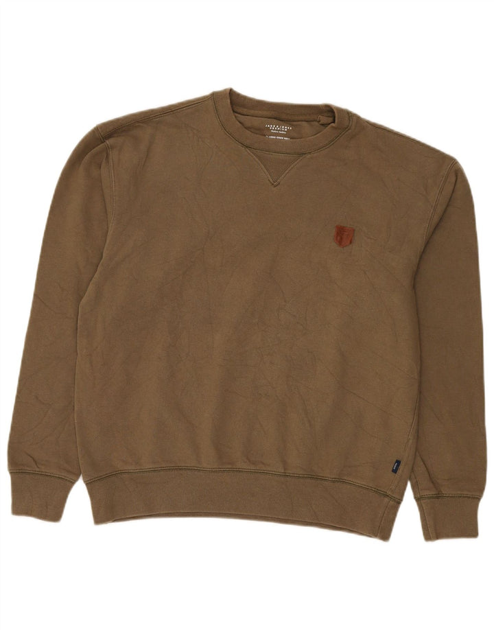 JACK & JONES moletom masculino jumper médio cáqui algodão