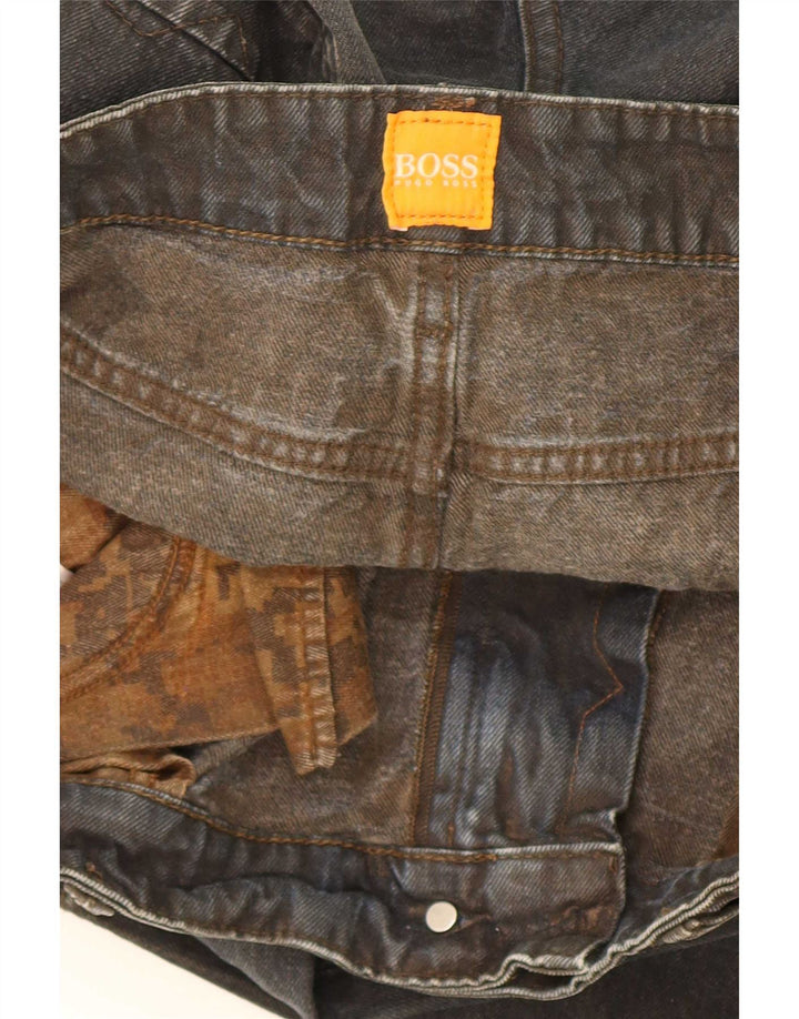 Hugo Boss Mens Straight Jeans W34 L34 Algodão Preto