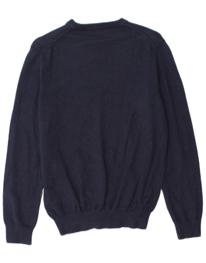 Crew Clothing Suéter masculino com gola redonda, algodão azul marinho médio