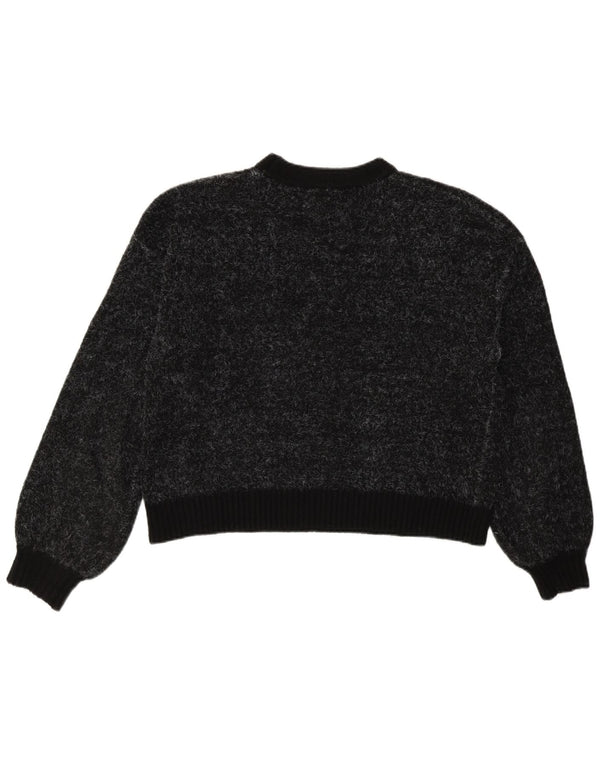 Suéter feminino Oasis Crop Graphic Oversized com gola redonda Reino Unido 6 XS preto